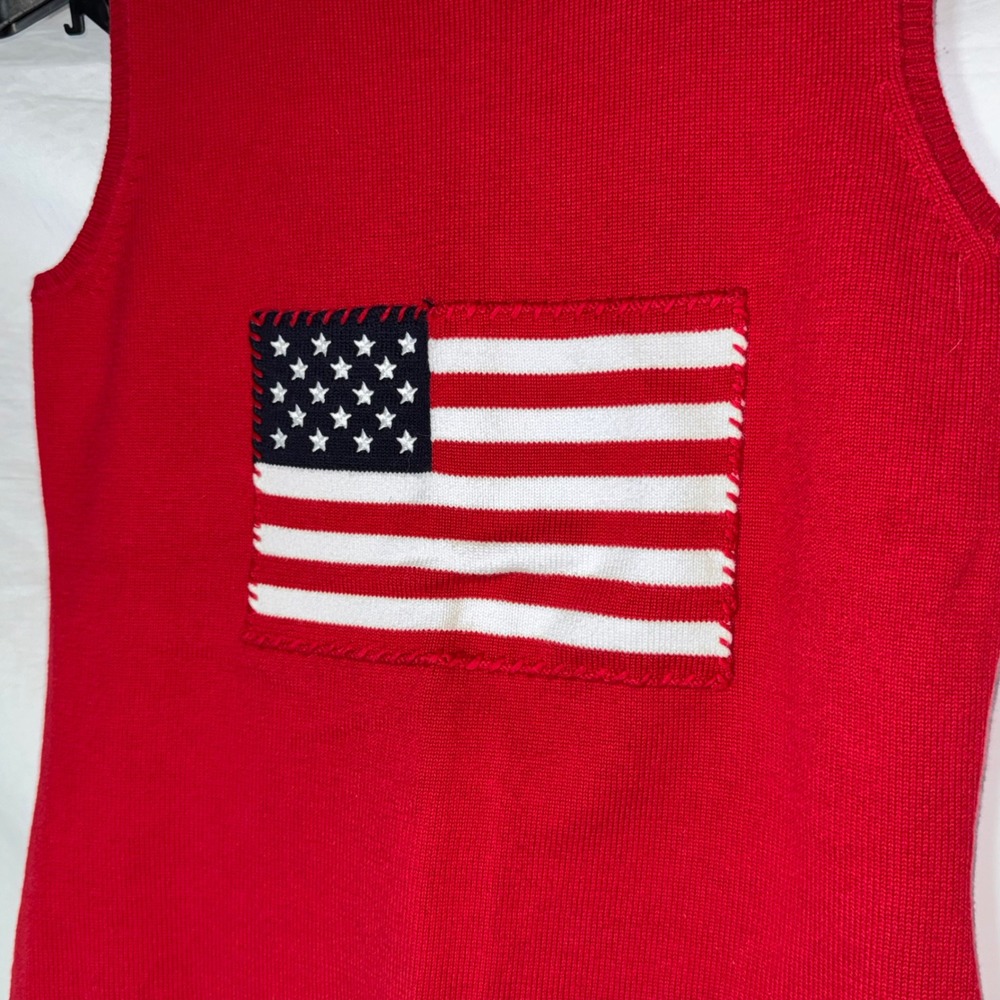 Rafaella Womens Red‎ American Flag Sleeveless Knit Sweater Top Americana Cotton - Picture 6 of 6